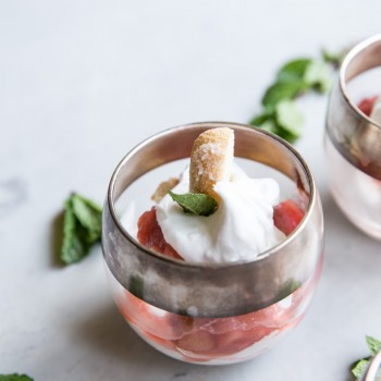 Rhubarb Eton Mess with Coconut Whipped Cream • theVintageMixer.com #dairyfree