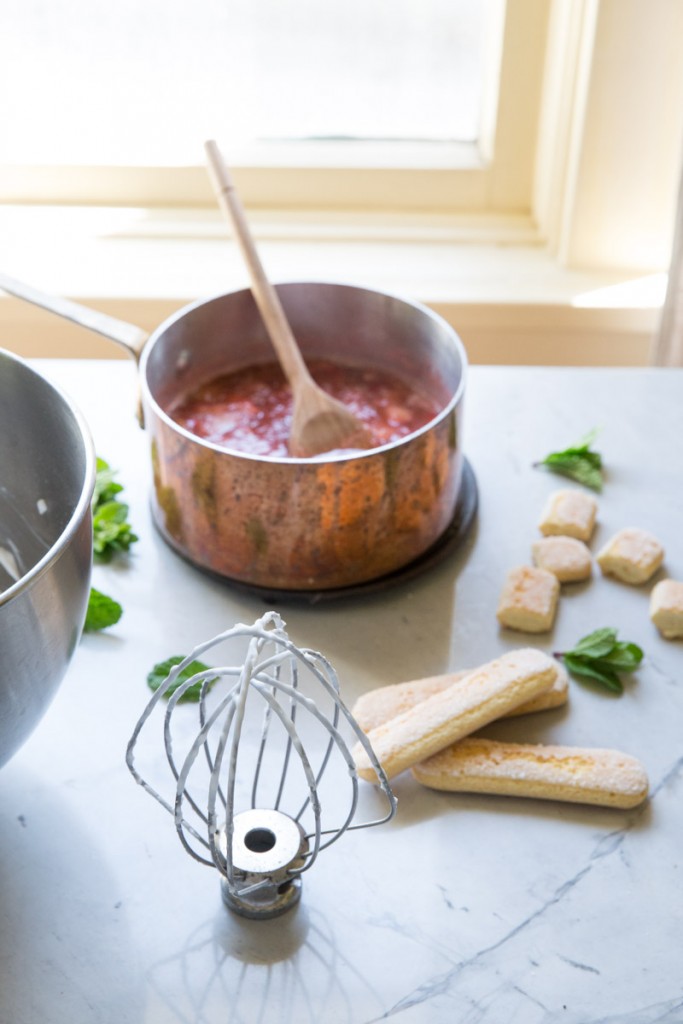 Rhubarb Eton Mess with Coconut Whipped Cream • theVintageMixer.com #dairyfree #eatseasonal #rhubarb