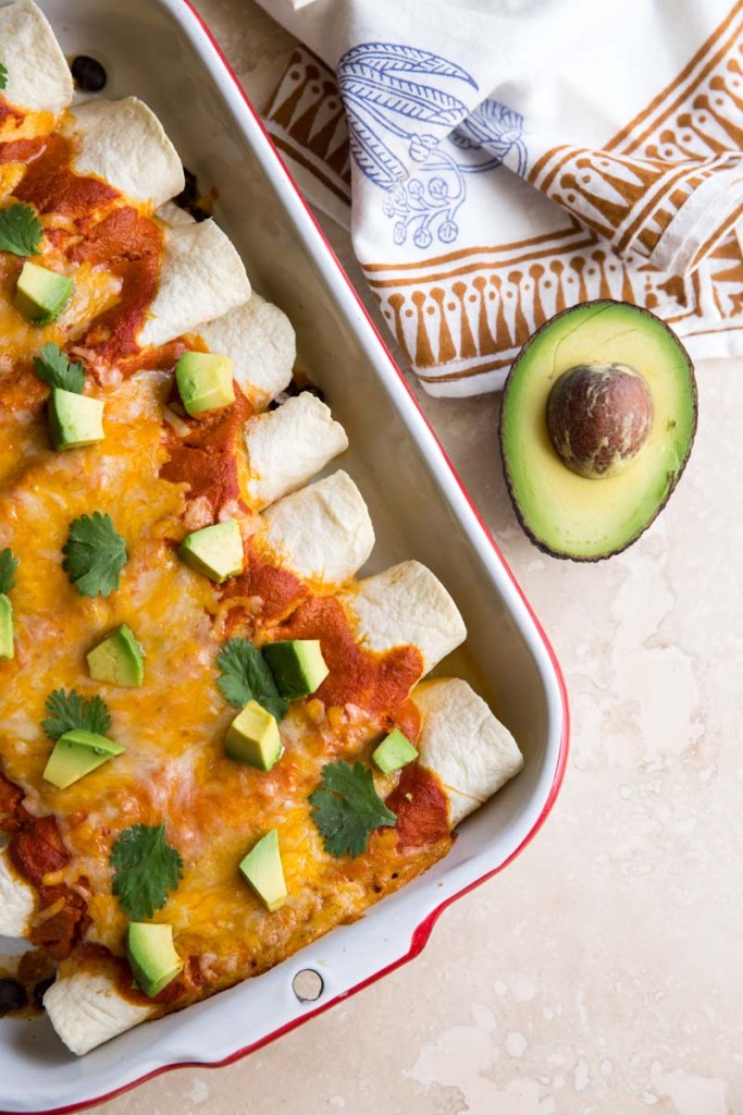 Freezer Friendly Chicken Enchiladas • theVintageMixer.com #cookbook #freezermeals #freezerrecipe