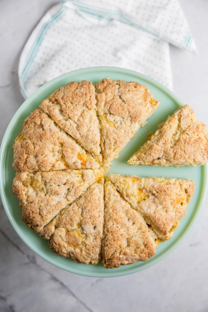 Freezer Friendly Peach and Ginger Scones • theVintageMixer.com #cookbook #freezermeals #freezerrecipe