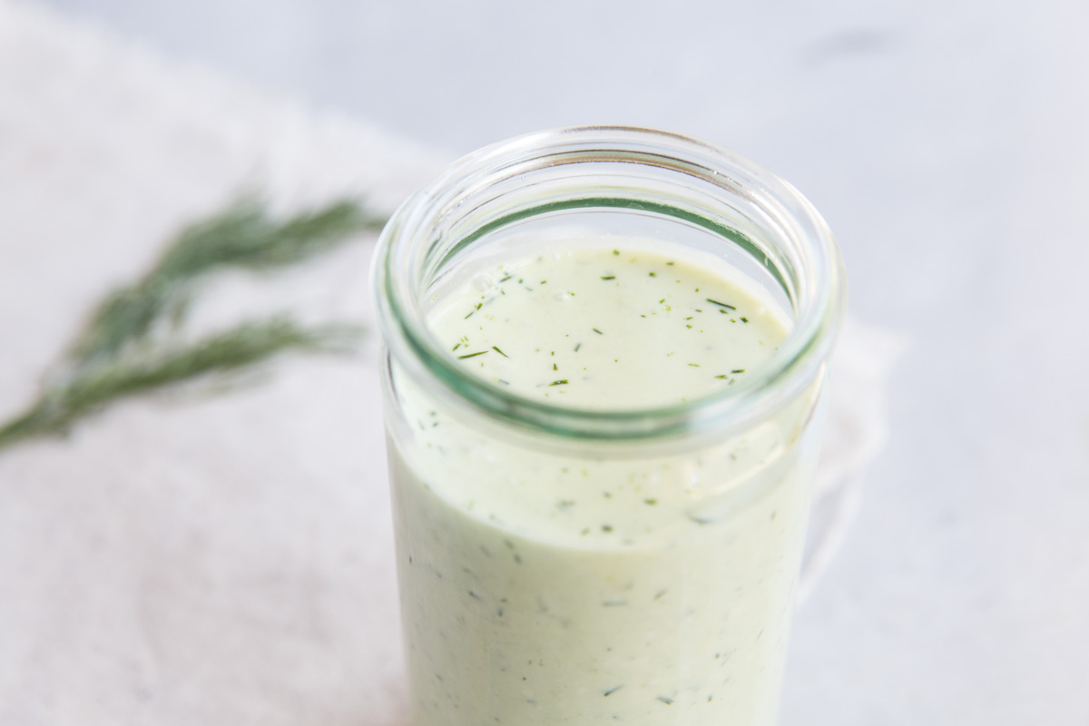 Greek Yogurt Dressing Recipe • theVintageMixer.com #saladdressing #dip #Greekyogurtrecipe