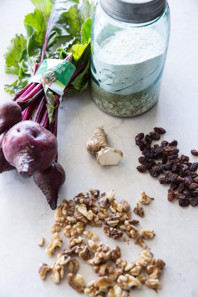 Healthy Beet and Walnut Energy Cookies • theVintageMixer.com #energycookies #runningrecipe #beets #healthyrecipe