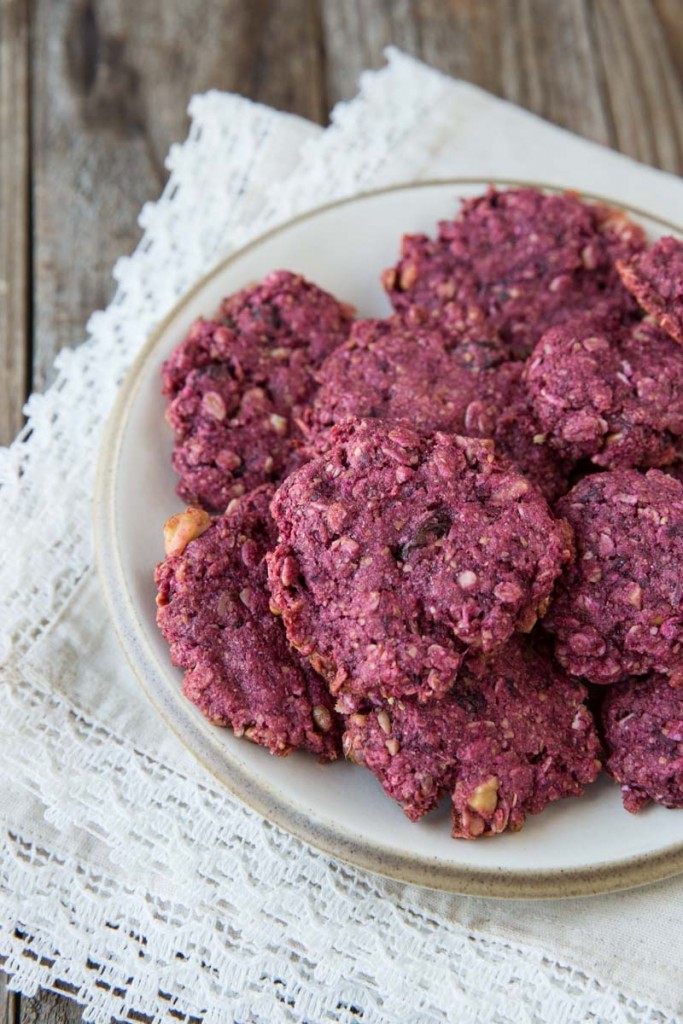 Healthy Beet and Walnut Energy Cookies  • theVintageMixer.com #energycookies #runningrecipe #beets #healthyrecipe