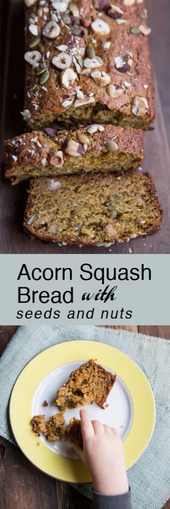 Acorn Squash Bread with Seeds and Nuts • theVintageMixer.com #breadrecipe #acornsquash #squashbread