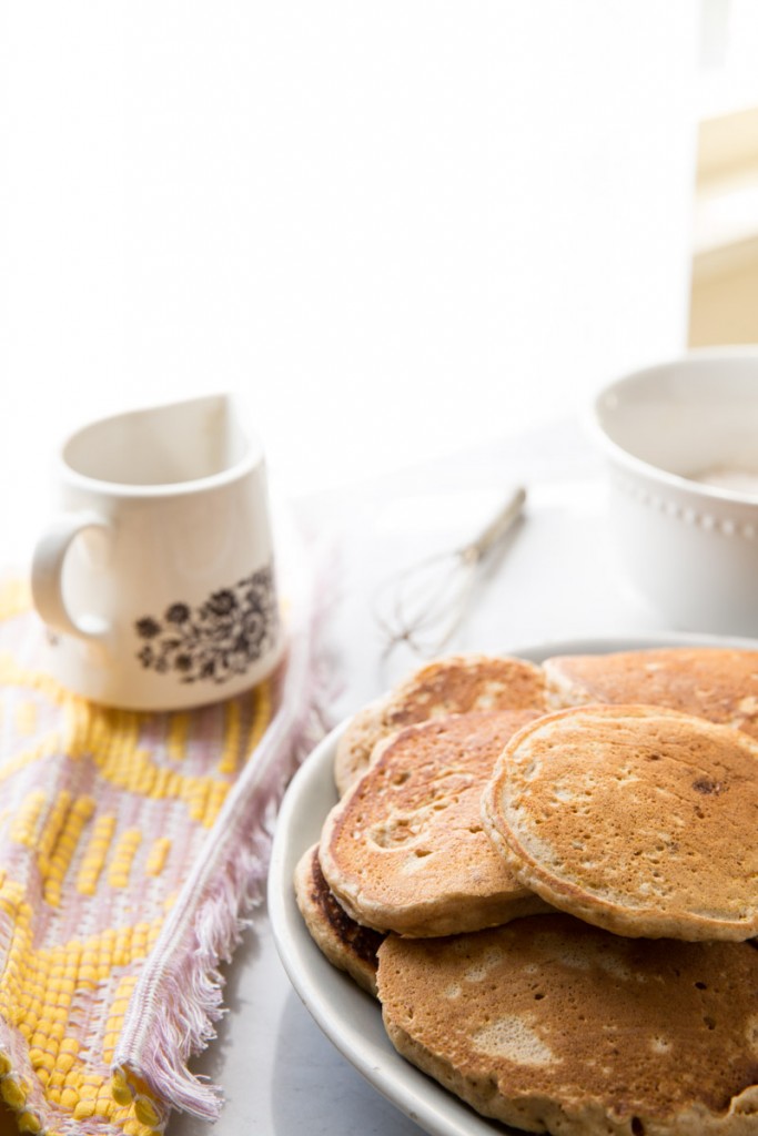 Carrot Cake Pancake Recipe with Whipped Ricotta Cream • theVintageMixer.com #breakfast #pancakes #carrotcake