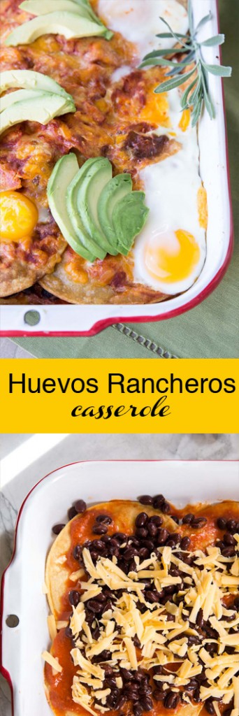 Huevos Rancheros Casserole Recipe • theVintageMixer.com #breakfastcasserole #huevosrancheros