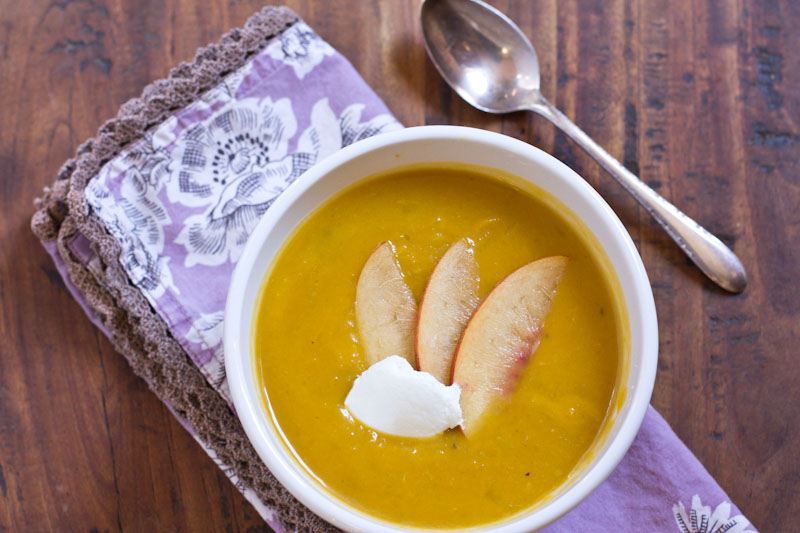 Butternut Squash Soup with Pears and Hazelnut Cream