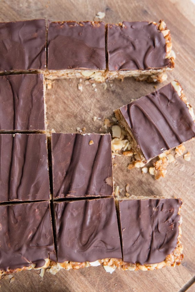 Peanut Butter and Chocolate Bars with Date Caramel