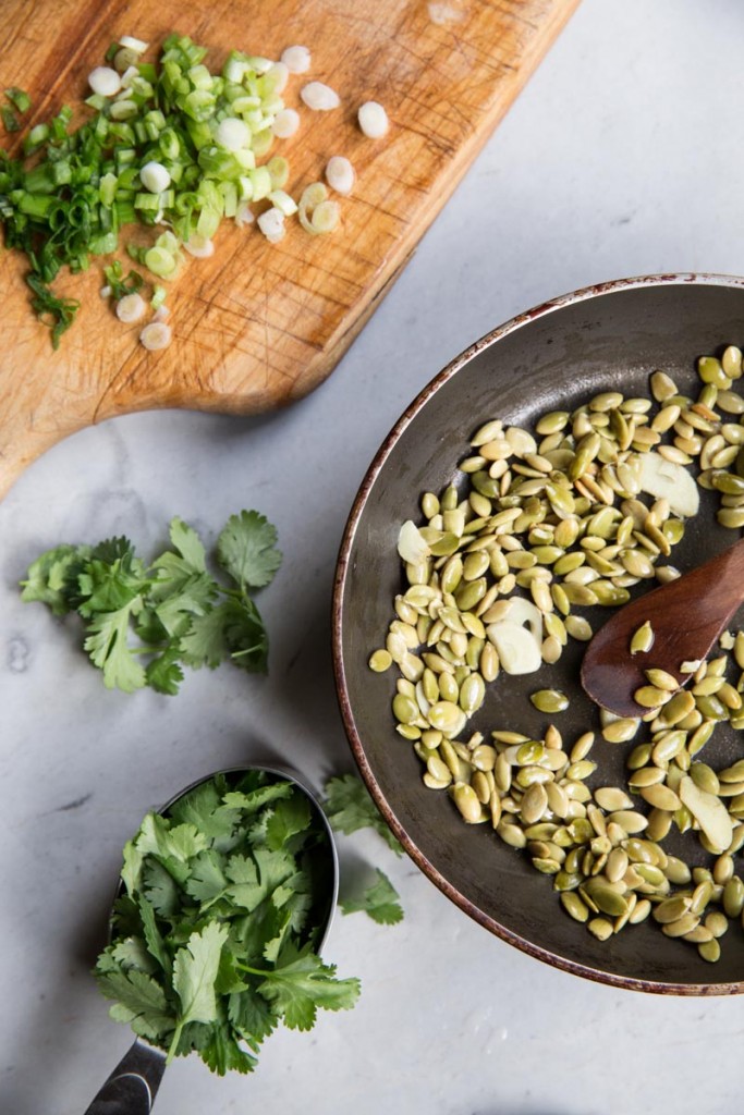 Pumpkin Seed and Cilantro Pesto  • theVintageMixer.com #pesto