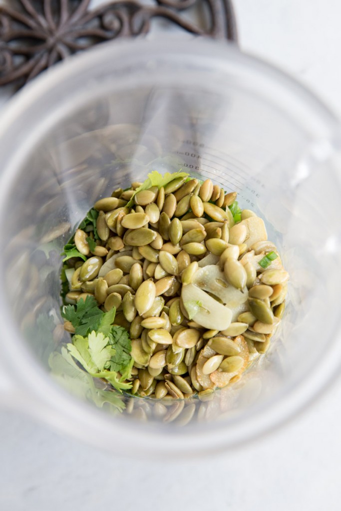 Pumpkin Seed and Cilantro Pesto  • theVintageMixer.com #pesto