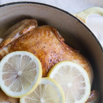 Easy Coconut Milk Roasted Chicken Recipe • theVintageMixer.com #roastedchicken