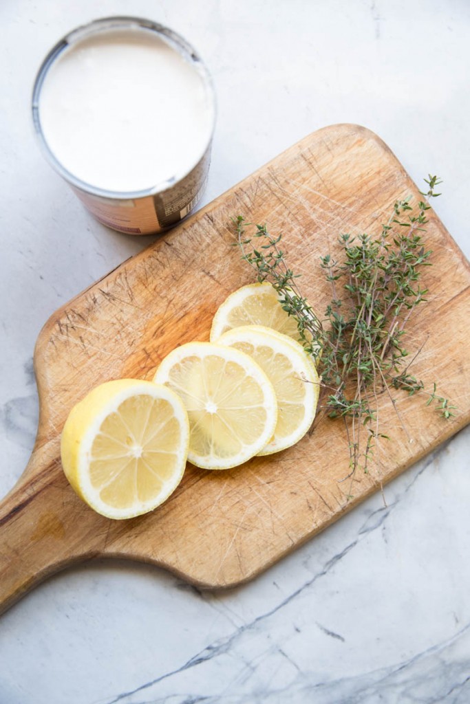 Coconut Milk and Lemon Roasted Chicken • theVintageMixer.com #chickenrecipe #roastedchicken