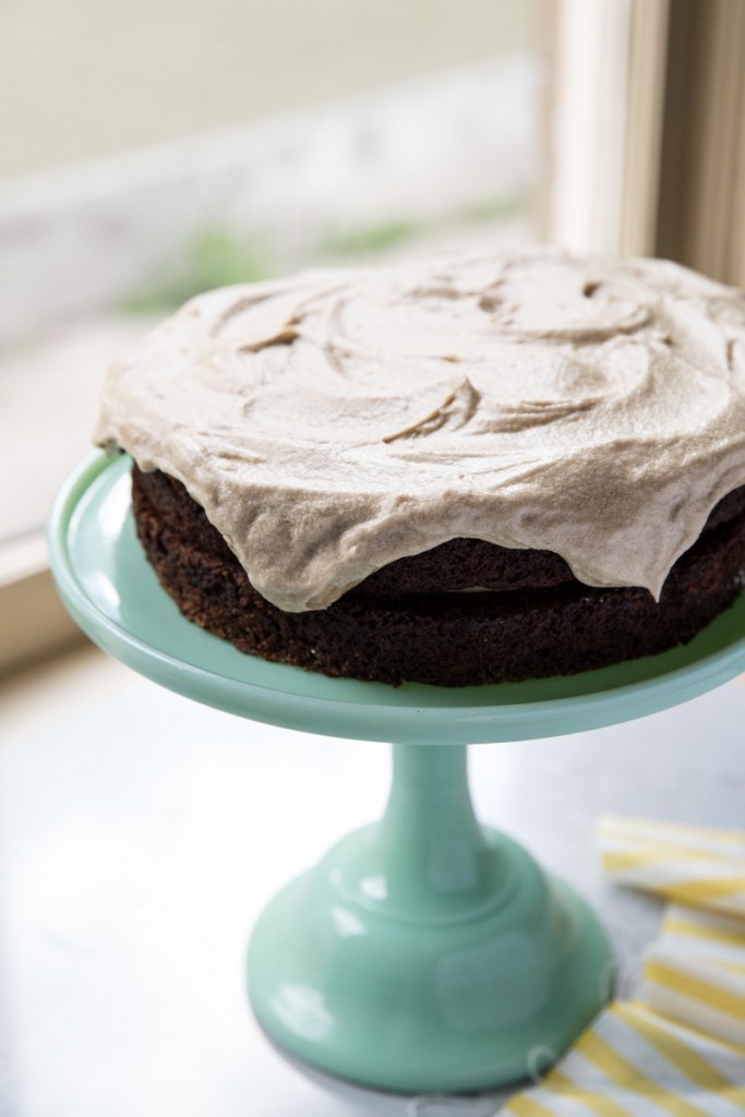 Chocolate Carrot Cake with Salted Caramel Frosting • theVintageMixer.com #carrotcake #saltedcaramel #easterrecipe #cakerecipe