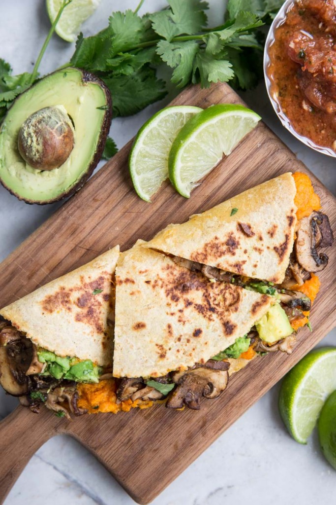 Vegan Sweet Potato Mushroom and Avocado Quesadillas | Vintage Mixer