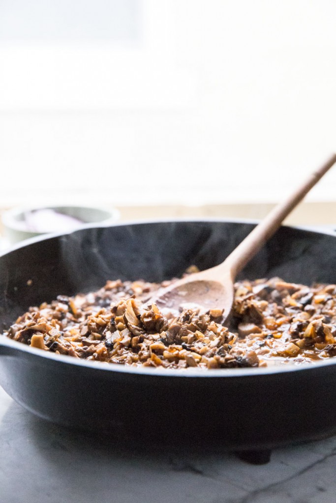 Slow simmering mushrooms for sloppy joes