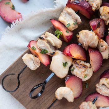 Use chicken thighs and plums for a fun Asian twist on Grilled Chicken Kebabs