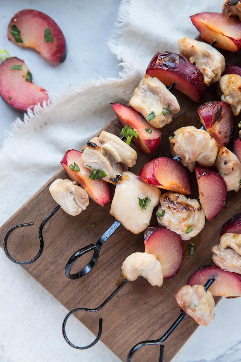 Use chicken thighs and plums for a fun Asian twist on Grilled Chicken Kebabs