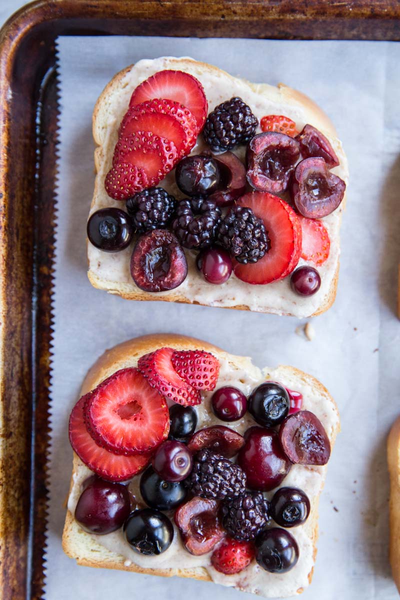 This easy, elegant breakfast of brioche toast topped with quick frangipane filling and fresh berries is one everyone will love!