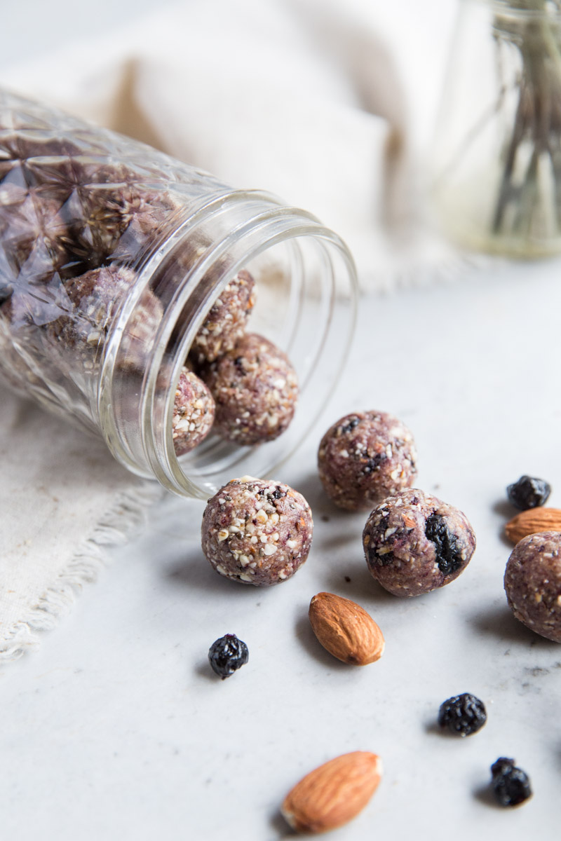 Store energy bites in jars for a quick on-the-go healthy snack