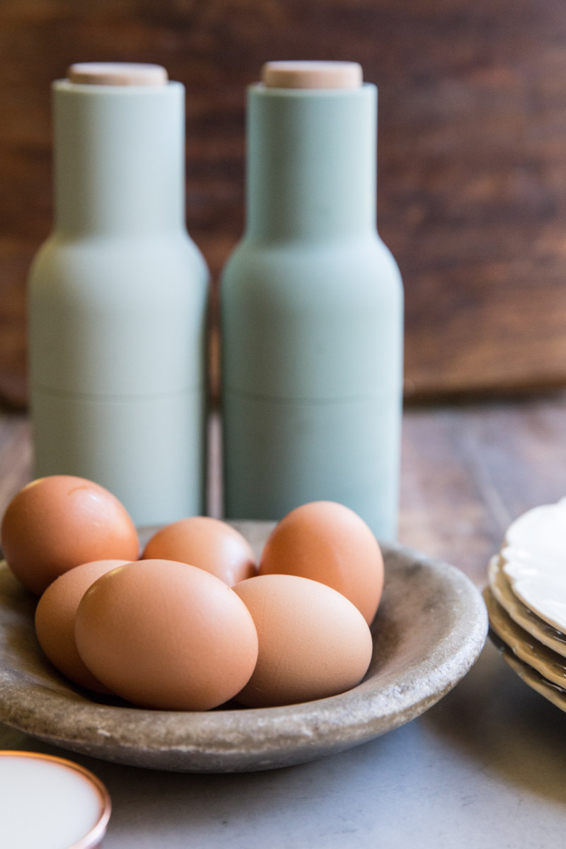 The ingredients for soft scrambled eggs