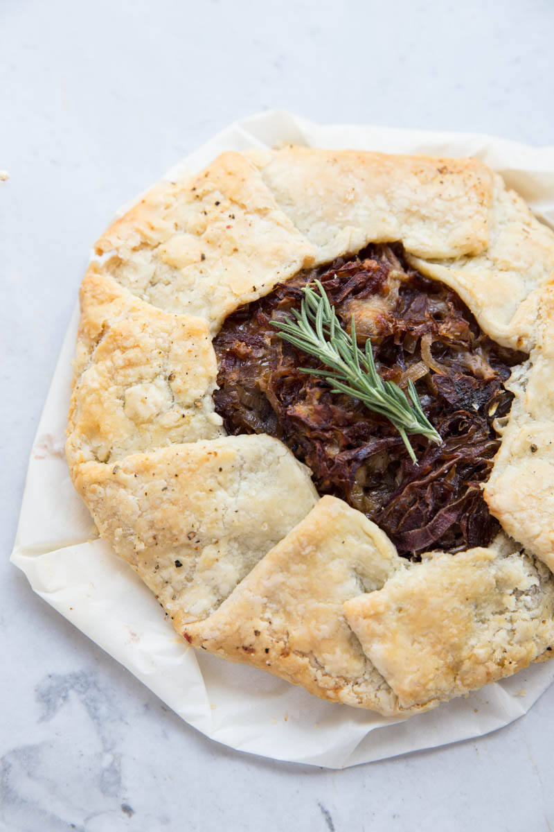 You must try this savory tart filled with caramelized onions and gruyere cheese.