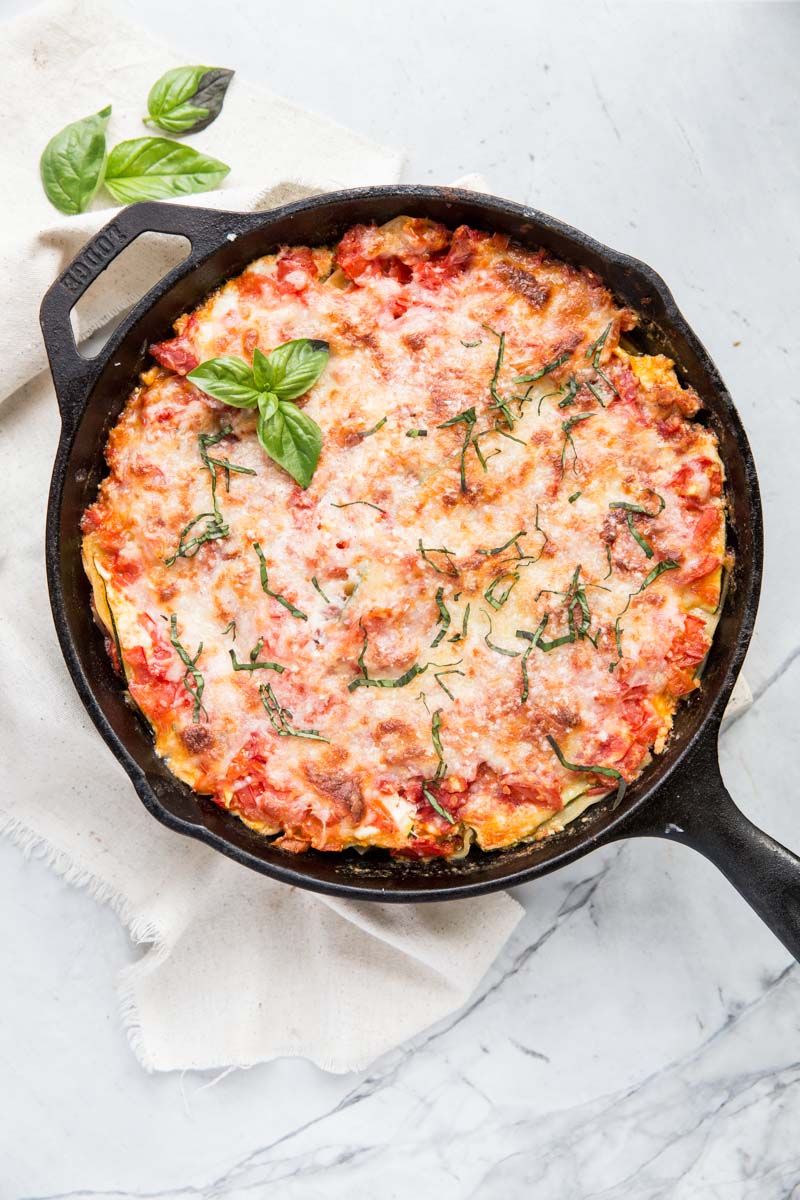 My whole family loves this gluten free, one skillet lasagna recipe using zucchini noodles. 