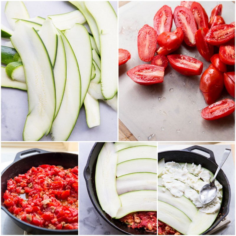 There are just a few steps in this Easy One Skillet Zucchini Lasagna Recipe.