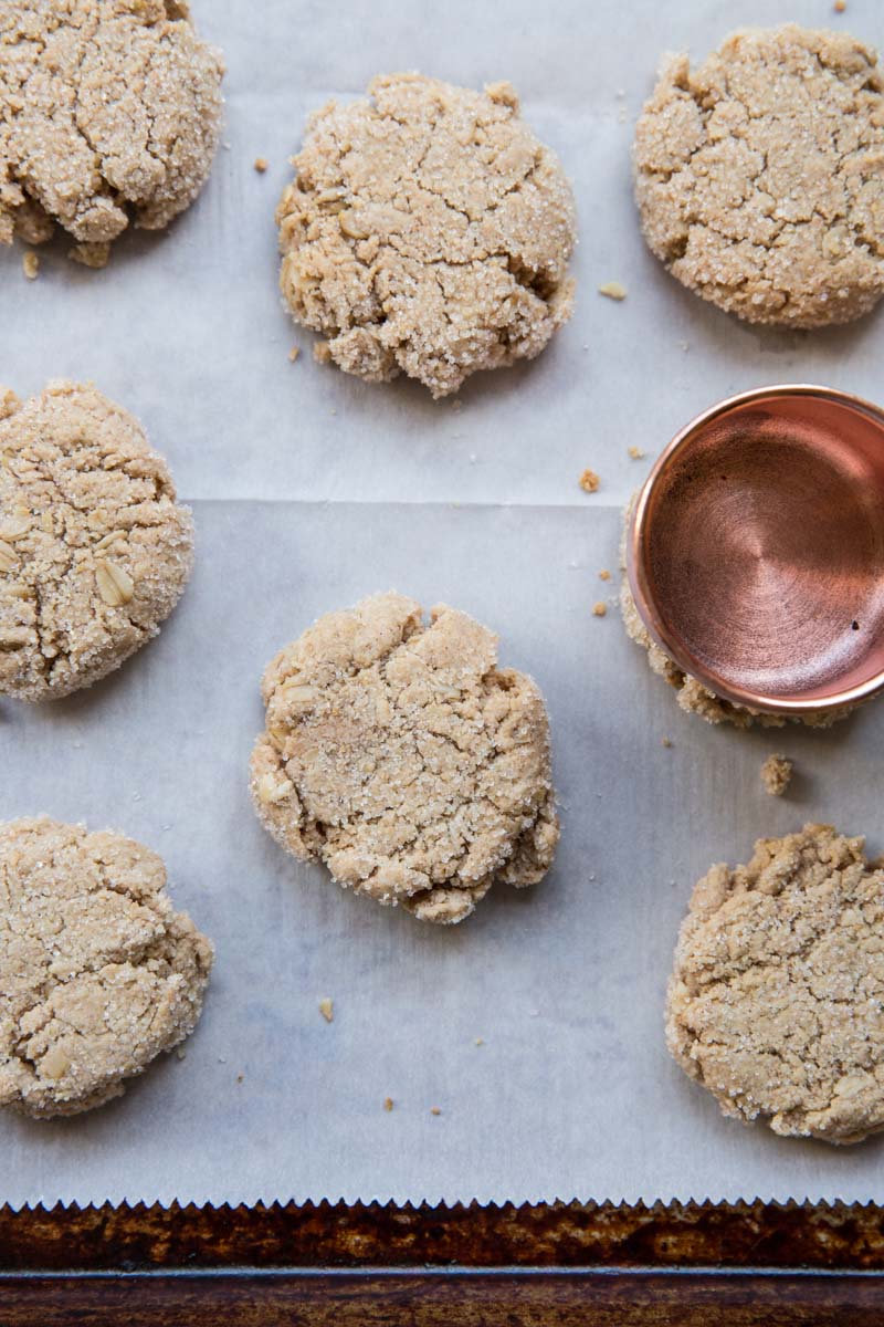 Use the back of a measuring cup to smash down these tasty Vegan and Gluten Free Almond Butter Cookies