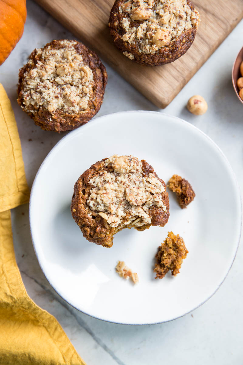 These Vegan Gluten Free Pumpkin Hazelnut Muffins are the perfect Autumn Breakfast Treat.