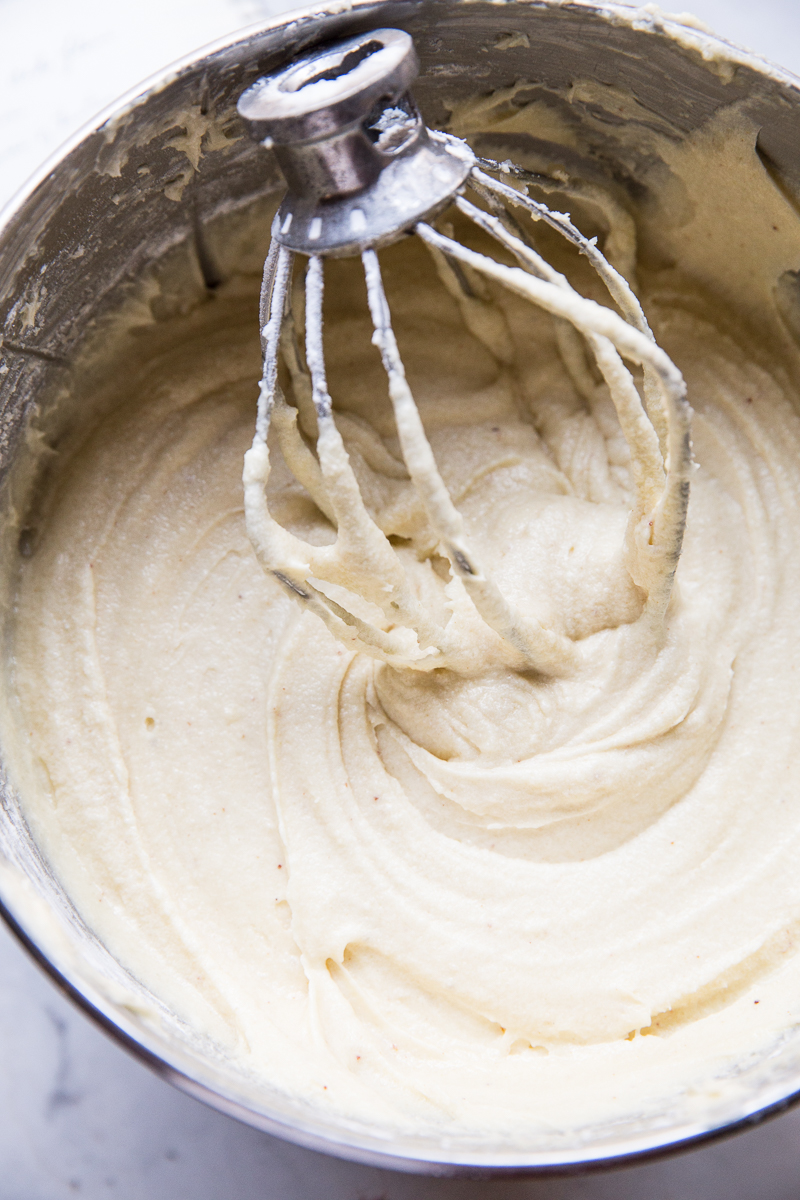 Beautiful yellow batter for a classic pound cake