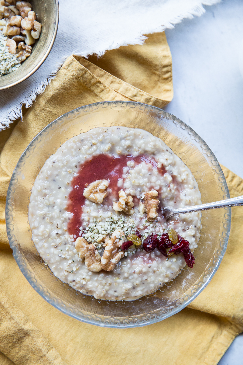 This Instant Pot Steel Cut Oatmeal recipe is the best out there and makes a huge batch for the whole family to enjoy for days!