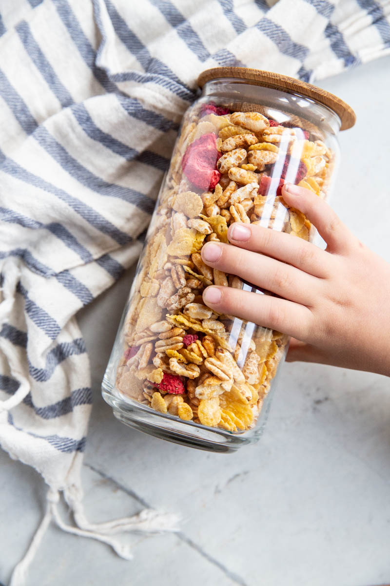 My kids love this quick and easy blend for homemade cereal and it has no added sugar!