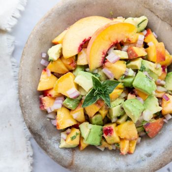 This peach and avocado salsa is so easy. to make and totally addicting!